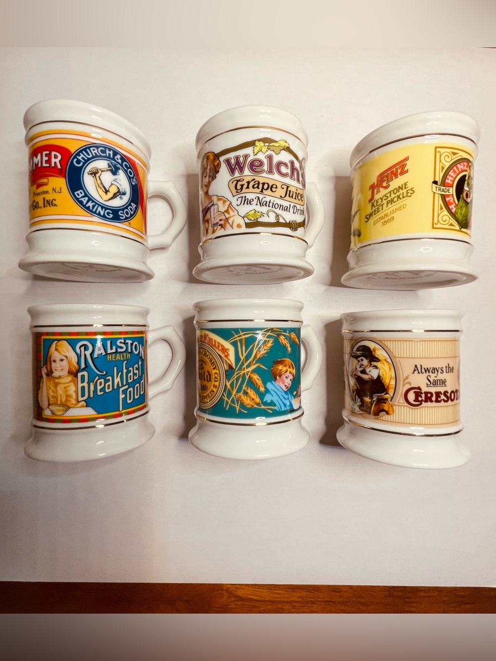 Vintage VTG Franklin Corner Store Nostalgic Porcelain Collector Mugs, Set of 6